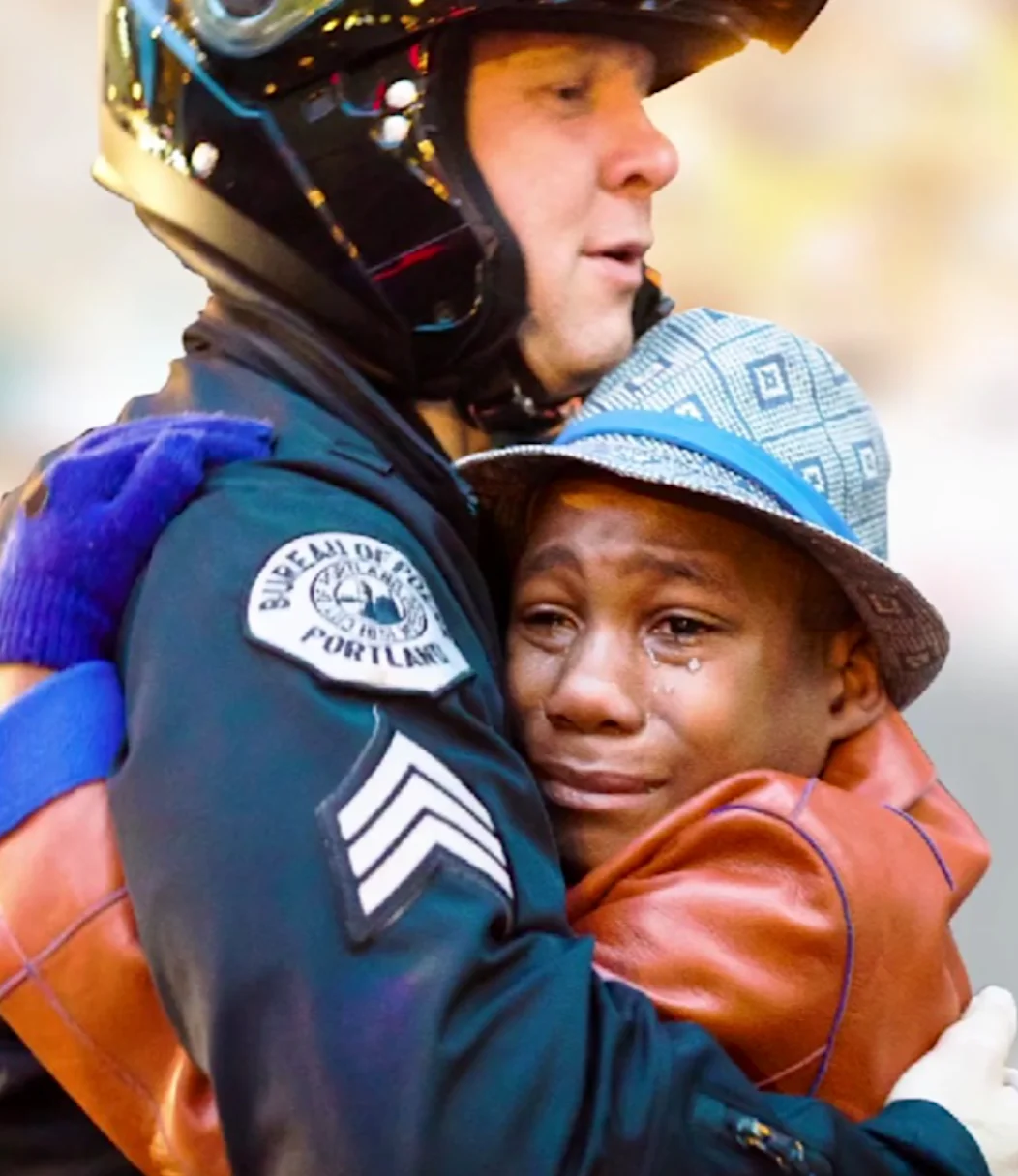 Boy and police officer